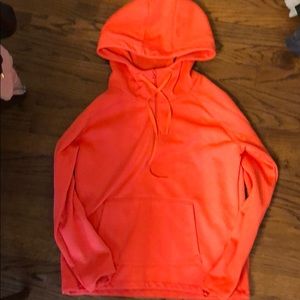 Athleta bright orange fleece hoodie sweatshirt m